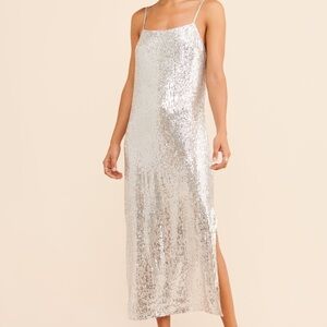 Endless Rose Silver Sequin Midi Dress